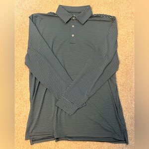 Southern Tide Navy and White Long Sleeve Polo Shirt